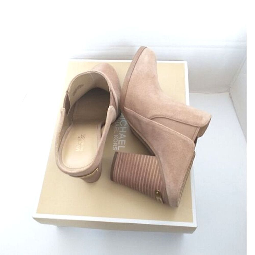 New! MICHAEL KORS Braden Pointed-Toe Suede Mules Slides Shooties Size 7 Cashew - Picture 9 of 12